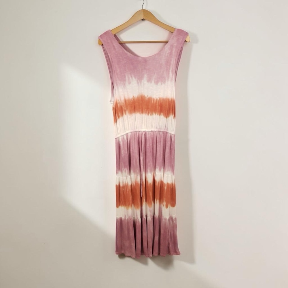 Knox Rose Sleeveless Tie-Dye Maxi Dress in Pink & Rust 2XL